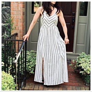 NWT Available by Angela Fashion striped sundress w front slits & pearl ties.